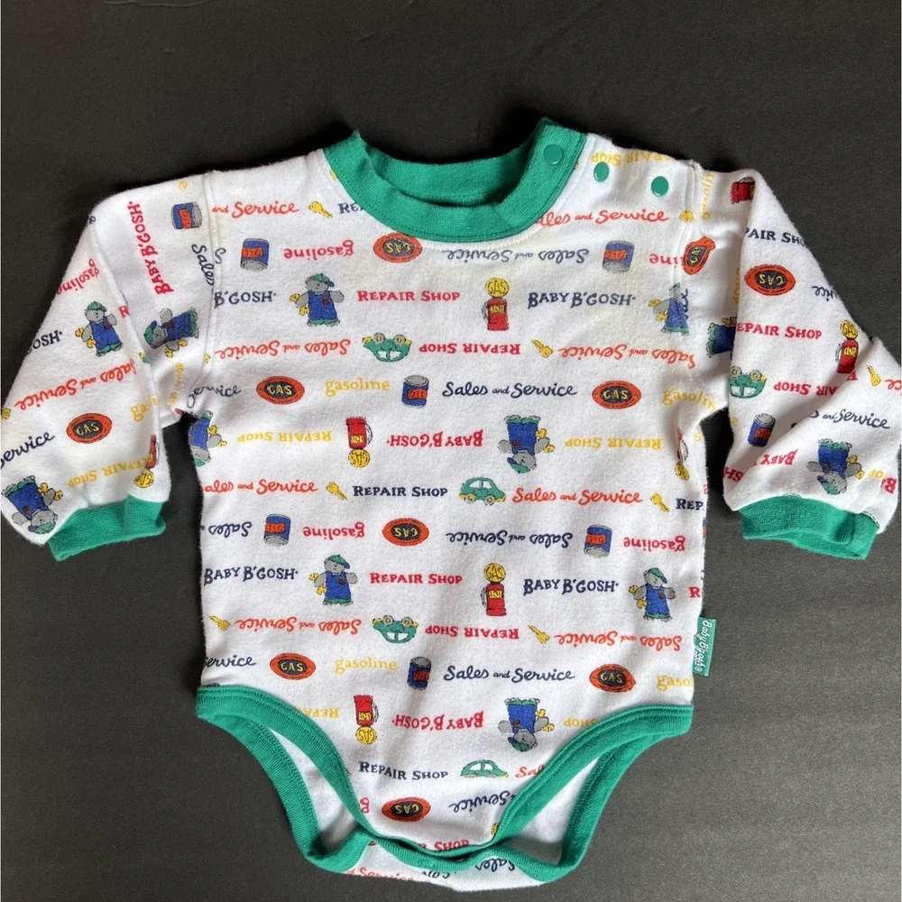Rare Vintage 90's OshKosh Baby Vestbak Car Mechanic Overalls Set Sz 3-6 Mnths